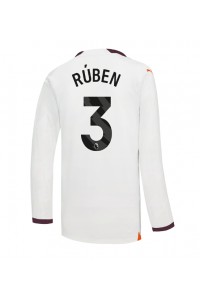 Manchester City Ruben Dias #3 Jalkapallovaatteet Vieraspaita 2023-24 Pitkähihainen